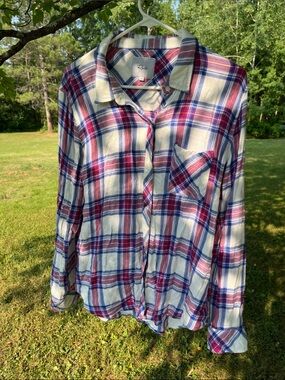 Rails White Plaid Shirt with Blue & Pink Stripes